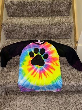 Tye Dye Dog Paw 3/4 Sleeve Tee